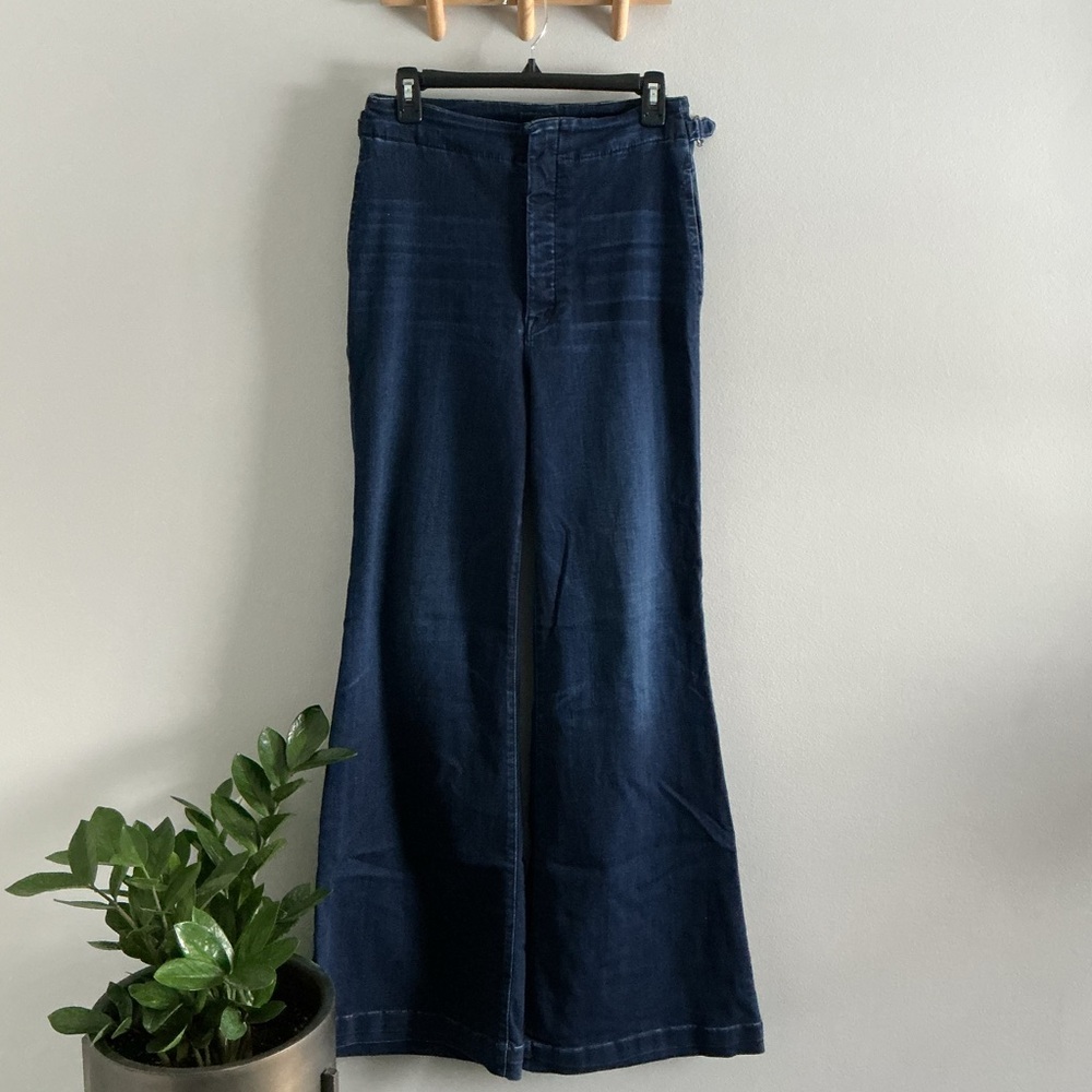 MOTHER Dark Indigo Wide Leg Jeans